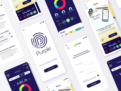 Purple - your datafied mobility app design logo ui ux