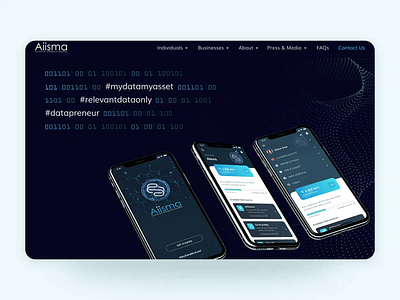 Aiisma Website Design ai blue clean data datasharing design lowpoly modern technology ui web webdesign website website design
