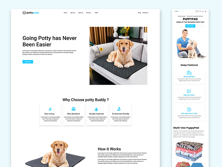 Potty Pads site Design by Jahid Hasan on Dribbble