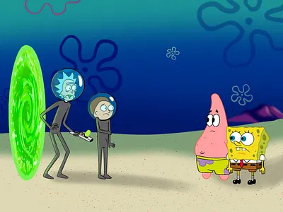 Uncertainty adventure cartoon comedy design fun funny illustration morty smith movie patrick patrick star portal portalgun procreate rick and morty rick sanchez sea show spongebob spongebob squarepants