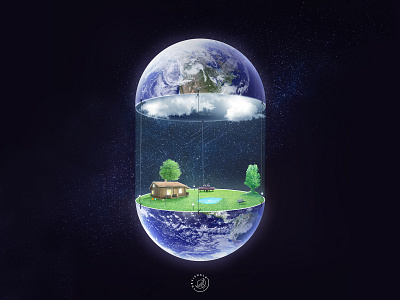 Dear Little Home adobe photoshop capsule design digitalart earth fantasy home photomanipulation spaceart surrealism thevisualx