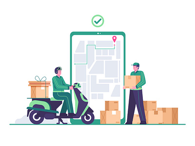 delivery concept illustration box courier delivery deliveryapp flat illustraion warehouse