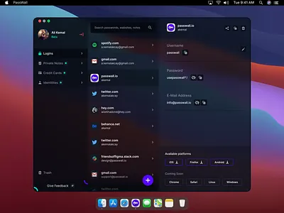 Password Manager Mac App app design app icon app ux big sur big sur icon clean desktop app mac app macos passwall password password manager ui design