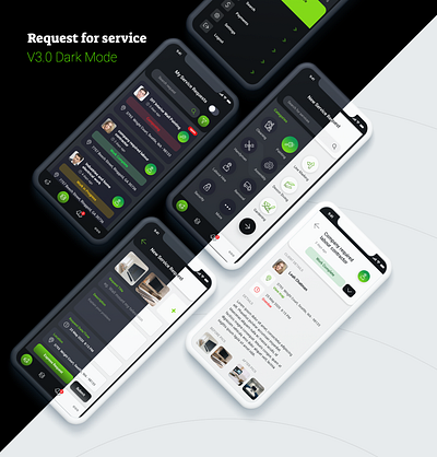 Request for Service - Dark & White Theme clean creative dailyui dark theme design interface landing landing page light theme minimal mobile app mobile app design mobile application mobile apps mobile design mobile ui ravidelixan trending website