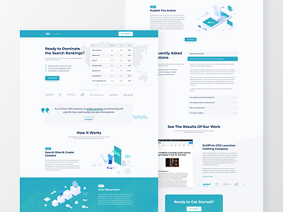 Search Rankings Landing Page Design blue clean faq landing light map modern quote ranking search seo sky skynick table ui ux