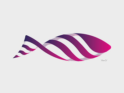 Fish abstract animal design fish gradiant logo pink purple vector