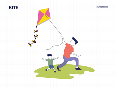 Kite - Day 4 100dayschallenge 100daysofillustration dad dad and son dadandson design flat happy illustration illustrator kite kites simple simpleillustration son summer vector