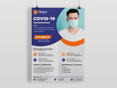 Covid 19 Awareness Flyer branding corona virus corporate covid19 fasion flyer artwork flyer design flyer template medical flyer