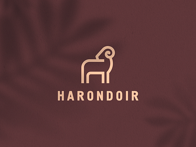 Harondoir abstract animal branding clever elegant gradient identity line logo luxury mark minimal ram stroke wild