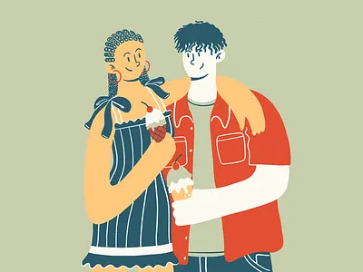 Ice cream couple art blm boy braids character couple desert design doodle draw drawing fashion girl icecream illustration love outfit procreate sketch