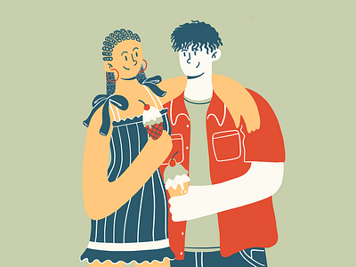 Ice cream couple art blm boy braids character couple desert design doodle draw drawing fashion girl icecream illustration love outfit procreate sketch