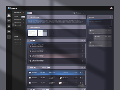 Dashboard of Synema™ dark dashboard design system ui ux