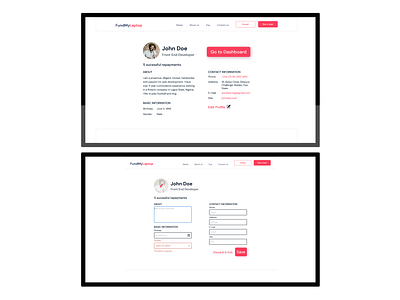 FUNDMYLAPTOP PROFILE AND EDIT PROFILE design flat ui ux web