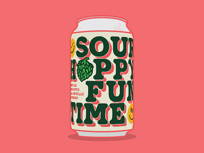 Sour Hoppy Fun Time beer beer branding beer can beer label can columbus craft beer craftbeer hoppy land grant ohio package smiley sour