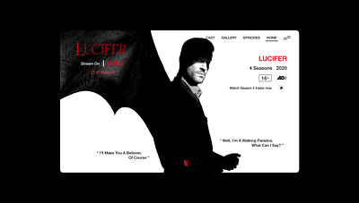 Netflix Lucifer Landing Page 003 2d branding dailyui debut design designs dribble figma landing landing page landingpage lucifer minimal netflix ui user experience design user interface design ux website