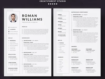 FREE 3 Page Resume or CV Template a4 clean cover letter curriculum vitae cv cv design free freebies minimal resume resume template