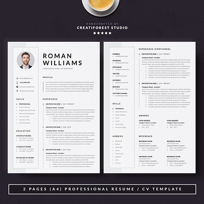 FREE 3 Page Resume or CV Template a4 clean cover letter curriculum vitae cv cv design free freebies minimal resume resume template