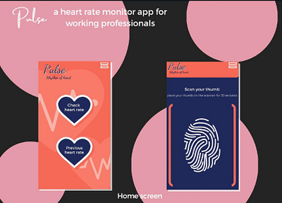 Pulse- heart rate monitoring app app branding buttons design flat interface navigation ui ux web