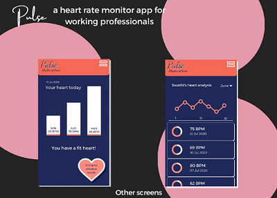 Pulse- heart rate monitoring app app branding buttons design interaction design interface navigation ui ux web