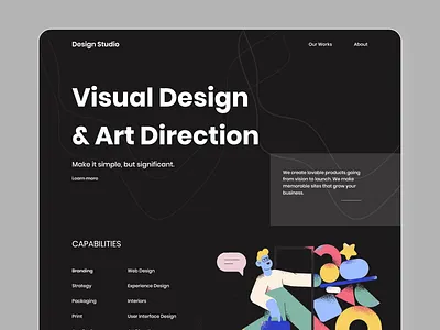 Dark Web Page 2020 trend agency website art creative design dark theme dark web page dark web page design designs illustration landing page landing page concept ui ux web ui design webdesign