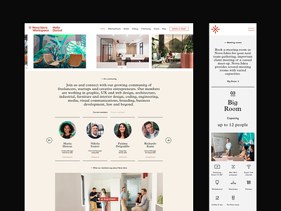 Nova Iskra Workspace — Website Layout clean columns community desktop gallery grid identity layout mobile pastel website website design workspace workstation