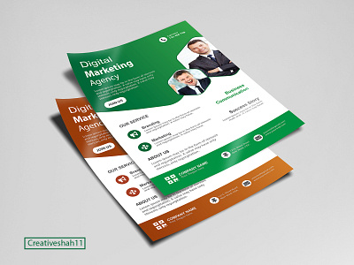 Digital marketing Agency Corporate A4 Flyer design Template branding clean design concept corporate corporate flyer creative design facebook green marketing marketing agency minimal modern orange sale vector