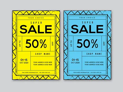 Super Sale Clean Flyer Design Template a4 blue clean design clothing color concept creative facebook fashion fashion design fashion sale marketing minimal modern sale shopify yellow