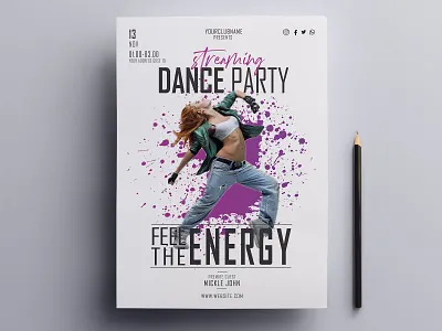 Dj Dance Party Print Ready Flyer Design Template a4 flyer dance dance party dj fashion music night night party nightclub party party flyer party hat print design print flyer design