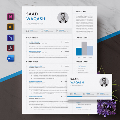 Resume With Bussines Card a4 clean cover letter creatiforest creative curriculum vitae cv cv design elegant resume template resume word
