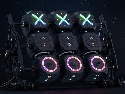 Tic Tac Toe Machine 3d animation blender dark futuristic game loop moody neon product design sci fi tic tac toe vibrant