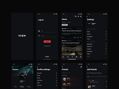 Econ Mobile 3 dark ui gaming gaming app interaction ios mobile ui ui ux ux