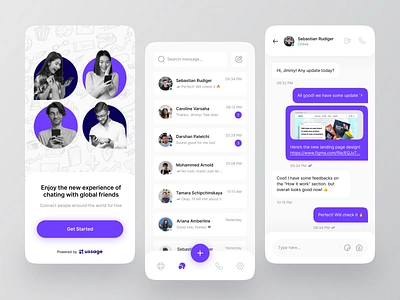 Ussage Mobile App Design app card chat chat app chat mobile app chats chatting chattings clean flutter group group chat message messaging mobile mobile app mobile chat network social networking ui