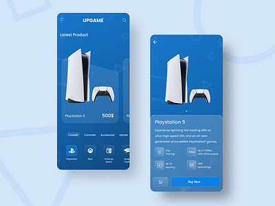 Game Console Store app ecommerce figma game gaming ios mobile app mobile app design mobile apps mobile ui ps5 translucent ui ux