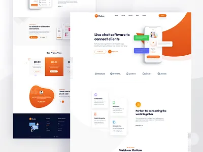 Makro - Chat App Landing Page clean creative illustration landing page minimal ridoy rock startup ui user interface ux web web design web page website