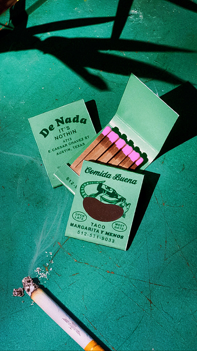 De Nada Matches armadillo austin beer drinking food illustration margarita matchbook matches mexico retro taco texas texture vintage