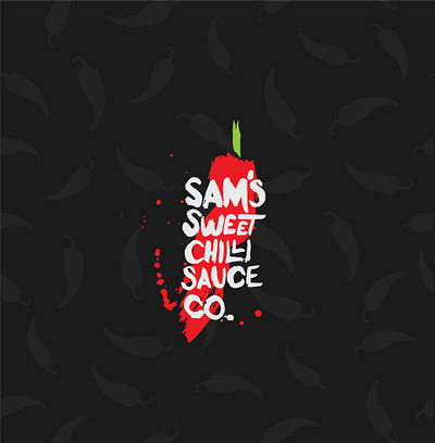 Sam s Sweet Chilli Sauce branding design flat handmade icon ink logo minimal mixedmedia typography vector