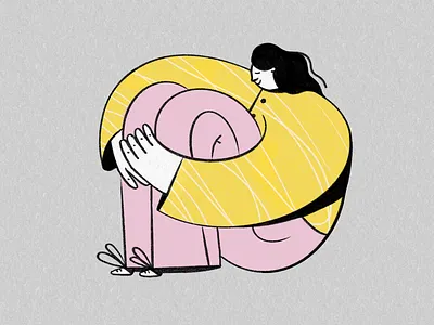 Thinking flowers illustration pastel pink portrait vector women women empowerment women in illustration yellow