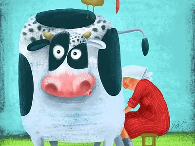 Milking cow book character children children book illustration cow design illustration illustrator milking typography