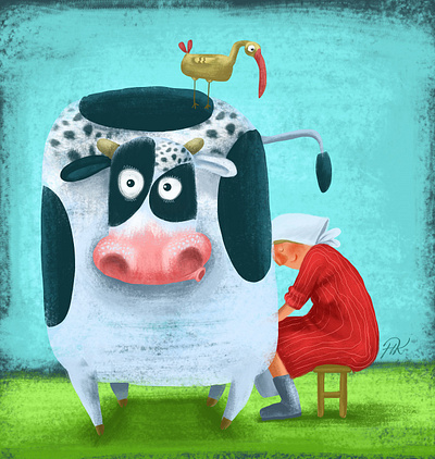 Milking cow book character children children book illustration cow design illustration illustrator milking typography