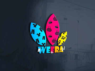 weera Logo ai blue cakes cakeshop design illustrator logo red shirt shoes slippers unique vector yellow