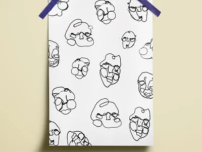 Abstract Faces abstract design faces illustration illustration art one line poster poster art single line