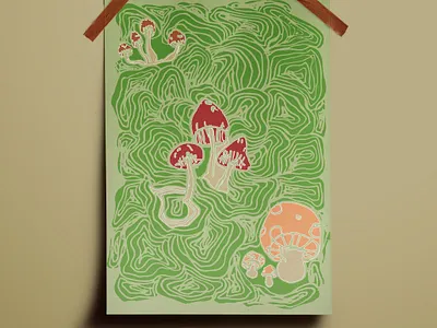 Mushroom Illustration abstract fungi illustration illustration art mushroom plant illustration plants poster poster art