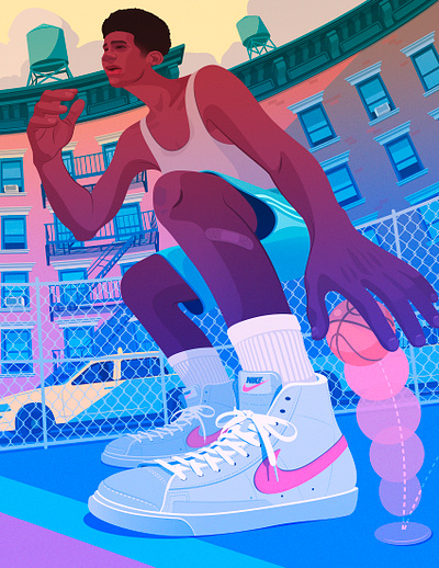 Streetball: Part I adobe illustrator basketball editorial illustration new york city sneaker sports