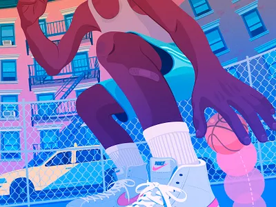 Streetball: Part II adobe illustrator basketball editorial illustration new york city nike sneaker sports