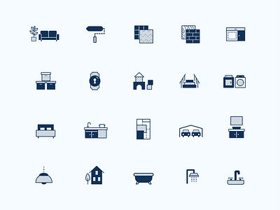 House Plans Icons blueprint building design home house icon icon design icon set iconography illustrator linework plans rooms