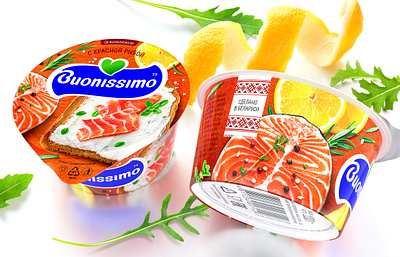 BUONISSIMO — CREAM CHEESE brand branding cream curd design fish lemon logo meal packaging packaging design rosemary trademark