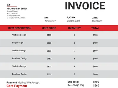 Invoice Template brand identity corporate cv illustration image invoice template mordern new resume simple social media banner ui unique