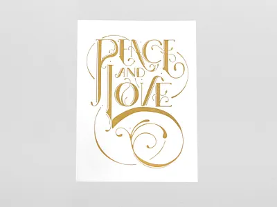 Peace & Love Letterpress Card hand lettering handmade holiday holiday card letterpress letterpressed typography