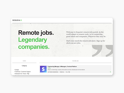 Sequoia Web Page - Remote Jobs Portal brand design sequoia ui uiux ux web web design web designer website