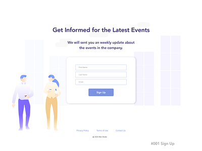 #001 Sign Up daily 100 challenge dailyui design events sketch ui ux web